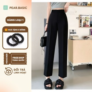 Quần tây baggy nữ đen lưng cao ống suông quần vải nữ ống đứng tôn dáng công sở thanh lịch Pear.Basic Q06