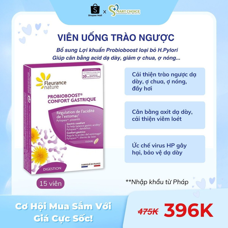 Probioboost Confort Gastrique – Viên uống hỗ trợ trào ngược, cân bằng acid dạ dày – 20 tỷ lợi khuẩn – Hộp 15 viên
