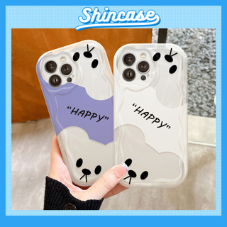Ốp Lưng iPhone Gấu "Happy" Viền Sóng Nổi, Chống Sốc, Bảo Vệ Camera - iP 6/6s/7/8/Plus/X/XS/XR/11/12/13/14/15/Pro/Max