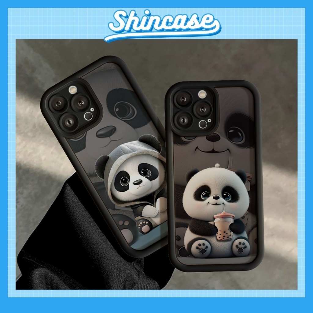 Ốp Lưng iPhone Camera Viền Cao Panda Milktea Mềm Chống Sốc, Cao Cấp - iP X/XS/XR/11/12/13/14/15/16/17/Plus/Air/Pro/Max