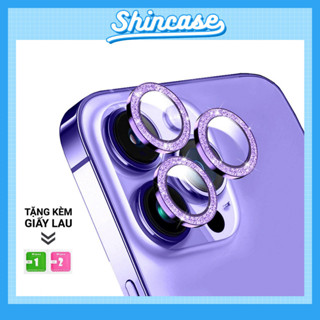 Kính Cường Lực Bảo Vệ Mắt Camera iPhone, Viền Kim Tuyến - Cho iP 6/6s/7/8/Plus/XS/11/12/13/14/15/16/17/Pro/Max/Mini