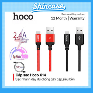 Dây Cáp Sạc Nhanh Hoco X14 Chính Hãng 1M/2M 2.4A, Dây Dù Chống Đứt - Cho ĐT 6/6s/7/8/Plus/X/XS/11/12/13/14/15/Pro/Max