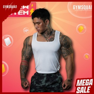 Áo ba lỗ cổ vuông tập gym nam GYMSQUAD Basic thun mè ô vuông thoáng khí, co giãn, mensport