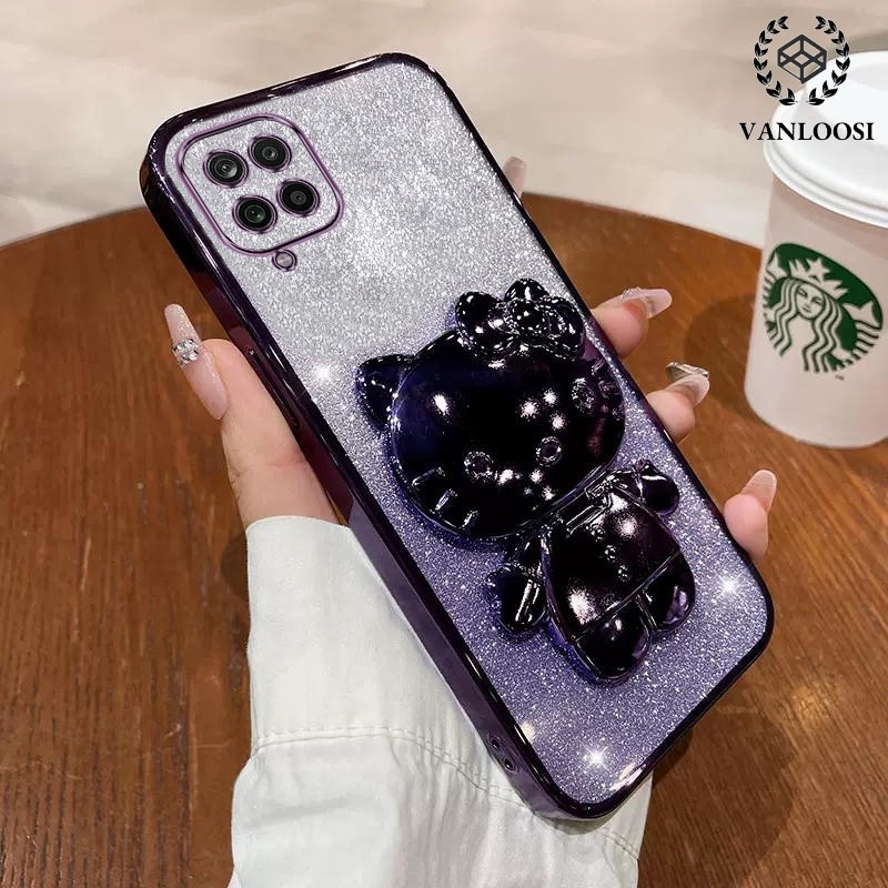 ốp lưng samsung a12 m12 a22 m22 Ốp Điện Thoại Mềm Mạ Điện Chống Rơi Họa Tiết Mèo Dễ Thương Cho samsu