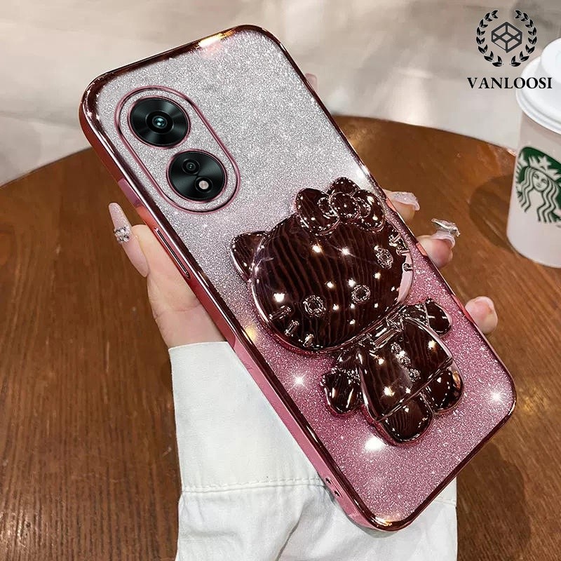 ốp lưng oppo a58 a78 Ốp Điện Thoại Mềm Mạ Điện Chống Rơi Họa Tiết Mèo Dễ Thương Cho oppo a58 a78