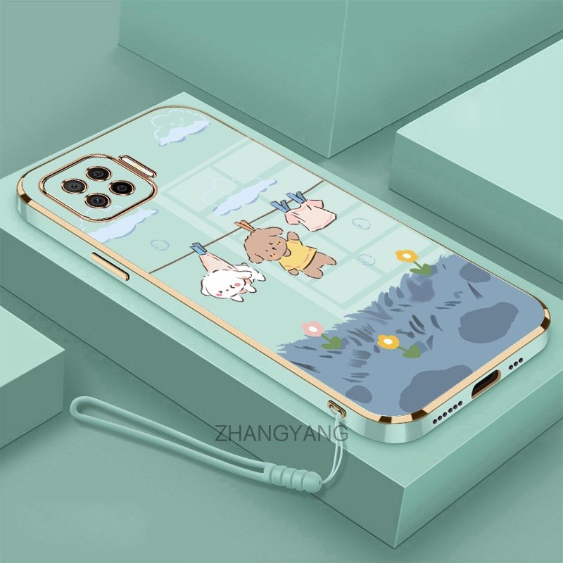 ốp lưng oppo reno 4f a93 4g a73 4g f17 f17 pro Ốp Điện Thoại Mềm Mạ Điện Chống Rơi Họa Tiết Dễ Thươn