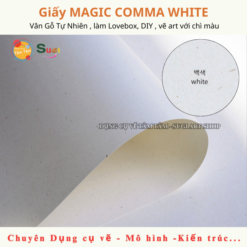 Giấy MAGIC COMMA WHITE /  IVORY Vân Gỗ Tự Nhiên  , làm Lovebox, vẽ art với chì màu , Craft Paper, Na