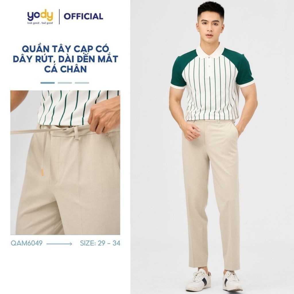 Quần âu nam YODY cạp chun thoải mái dáng đứng phong cách thanh lịch QAM6049