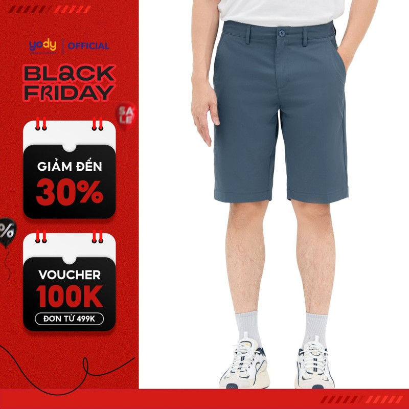 Quần short nam YODY quần đùi kaki dáng lửng co dãn thoải mái QSM6023