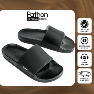 Dép nam nữ quai ngang slipper Pathon quai PVC và đế PU đen nhám quai đen SD23