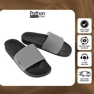 (Đế nhám) Dép nam nữ quai ngang slipper Pathon PVC đế PU đen quai xám Mẫu SD24NHAM