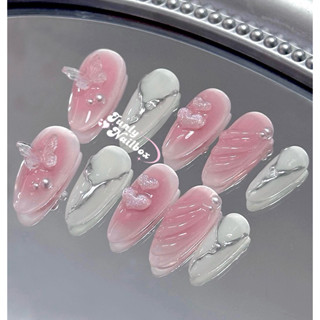 Nailbox Thiết kế Móng Tay Giả Trái tim Hồng Xanh Dễ Thương, Đi Tiệc, Học Sinh 306 ảnh thật