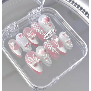 Nailbox Thiết Kế Móng Tay Giả Đính Nơ Thỏ Xinh Xắn Siêu Dễ Thương Ảnh thật Mã 391