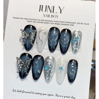 Nailbox thiết Kế Y2K Lòng Đào Xanh Đen cá tính 253 (ảnh thật)