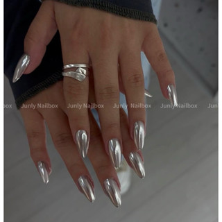 Nailbox Thiết Kế Móng Tay Giả tráng gương bạc siêu sáng full ngón mã 347 Giá Siêu Sale