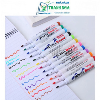 Văn Phòng Phẩm - Bút Lông Kicyn Viết Bảng Xóa Được, Viết Trên Giấy 12 Màu Sắc (Set 12 màu)