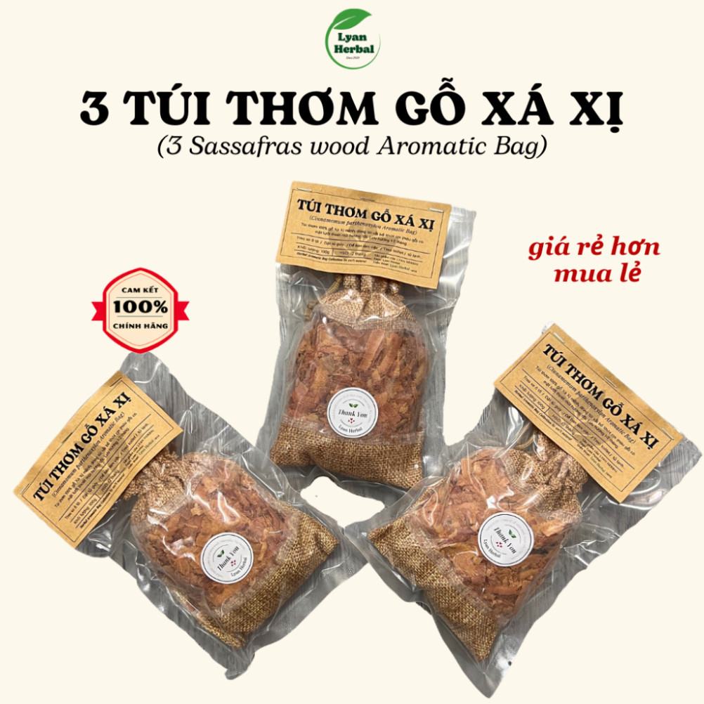 3 Túi thơm gỗ Xá Xị thảo mộc khử mùi ô tô, mùi tủ quần áo, vụn gỗ xá xị thơm đuỗi gián côn trùng