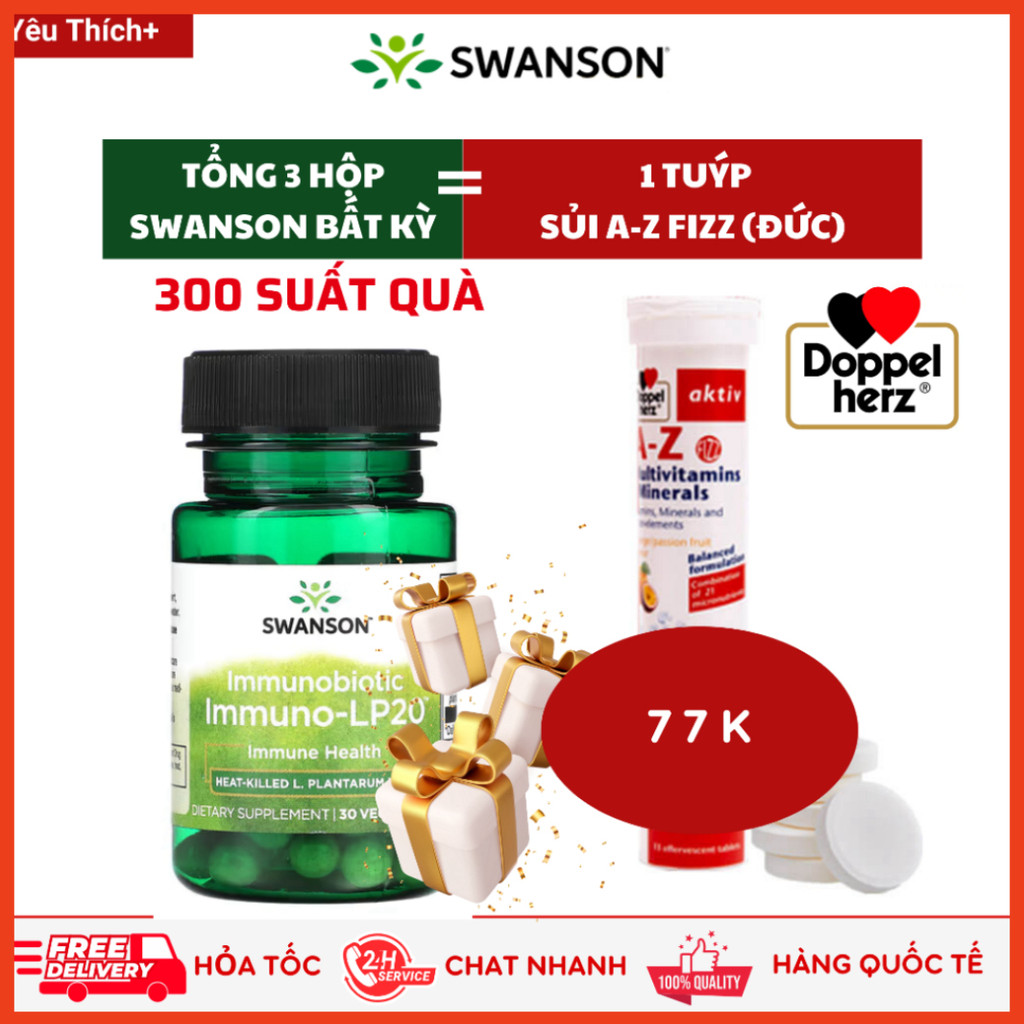 [Global] SWANSON IMMUNOBIOTIC IMMUNO-LP20, 30 viên, 50 mg, Hỗ trợ tăng cường miễn dịch đường tiêu hó