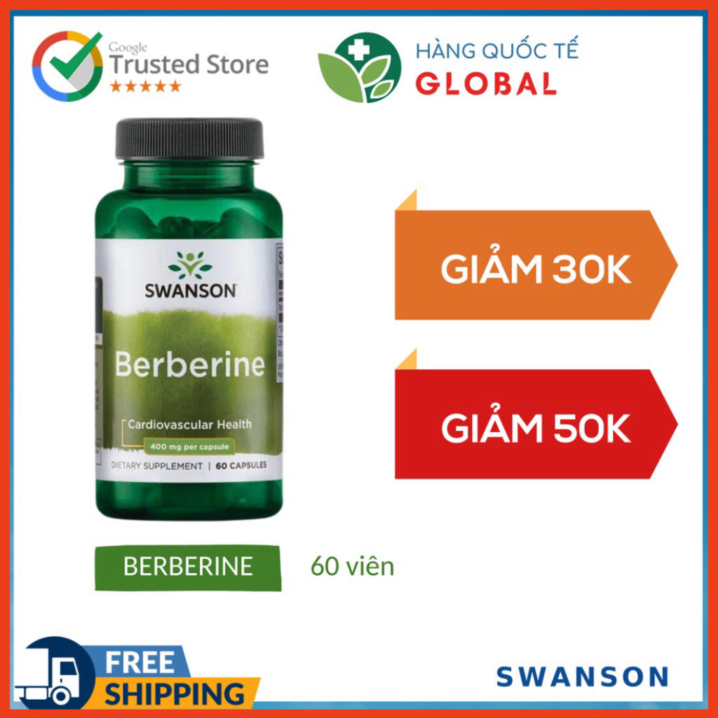 [Global] SWANSON BERBERINE, 60 viên, Tăng cường hỗ trợ sức khỏe tim mạch
