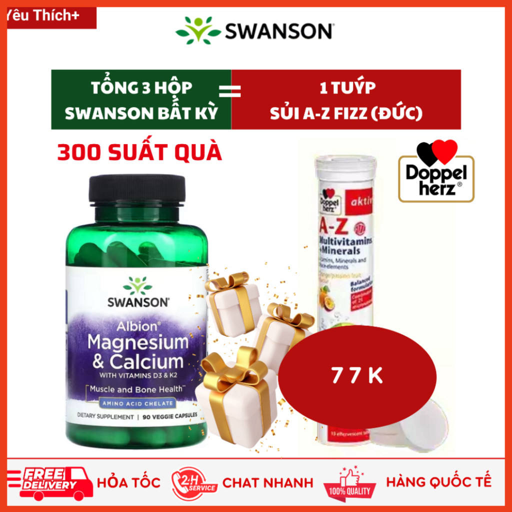 [Global] SWANSON MAGNESIUM & CALCIUM With VITAMIN D3 & K2, 90 viên, Hỗ trợ sức khỏe cơ, xương cho ng