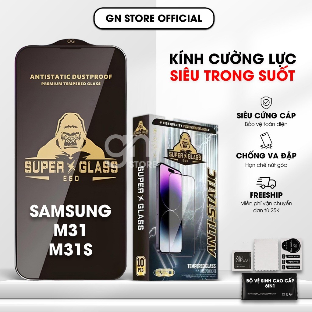 Kính cường lực Samsung M31 / M31s full màn, bảo vệ màn hình - GN STORE