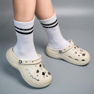 Dép sục cross baya band clog nữ đế cao 6cm crocs đế cao, tặng kèm 10 sticker dễ thương