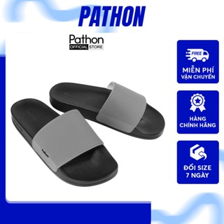  Dép nam nữ quai ngang slipper Pathon PVC đế PU đen quai xám Mẫu SD24NHAM shop Pathon.vietnam 