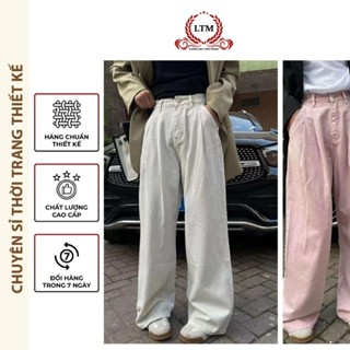 Quần dài kaki xếp li trơn unisex nhiều màu oversizephong cách Ulzzang - Xưởng May LTM