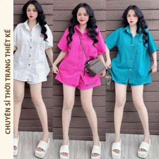 Bộ set kaki nữ thời trang kèm quần đùi lưng thun cao cấp- ms 124