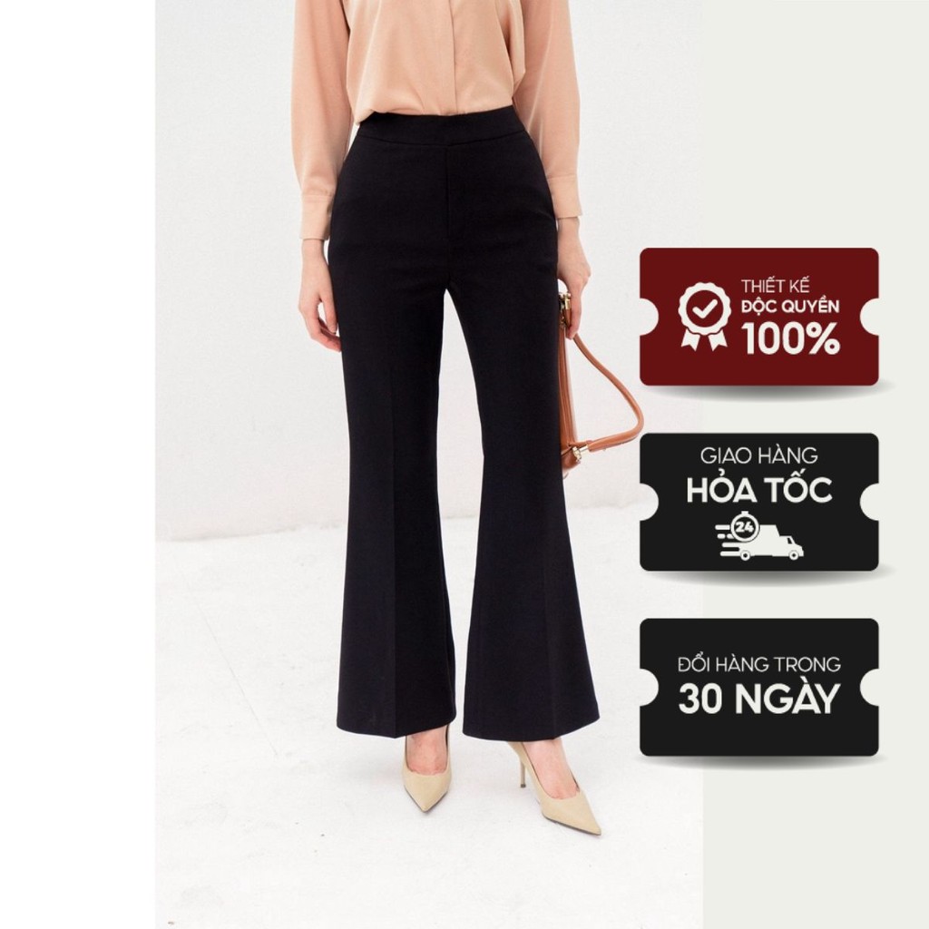 Quần loe cạp cao khoá chìm sau TIINSTORE Q0D115