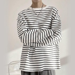  Áo thun sọc ngang tay dài nam nữ unisex phong cách ulzzang Hàn Quốc 