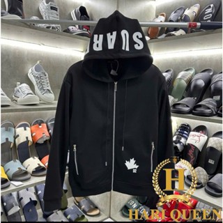 Áo khoác DSQ Lá in Mũ 2 Lớp Chất Nỉ Cotton Cao Cấp HARIQUEEN- Áo Hoodie khóa DSQ Boy Phố Mẫu Mới Nhất 2024 Nam Nữ Unisex