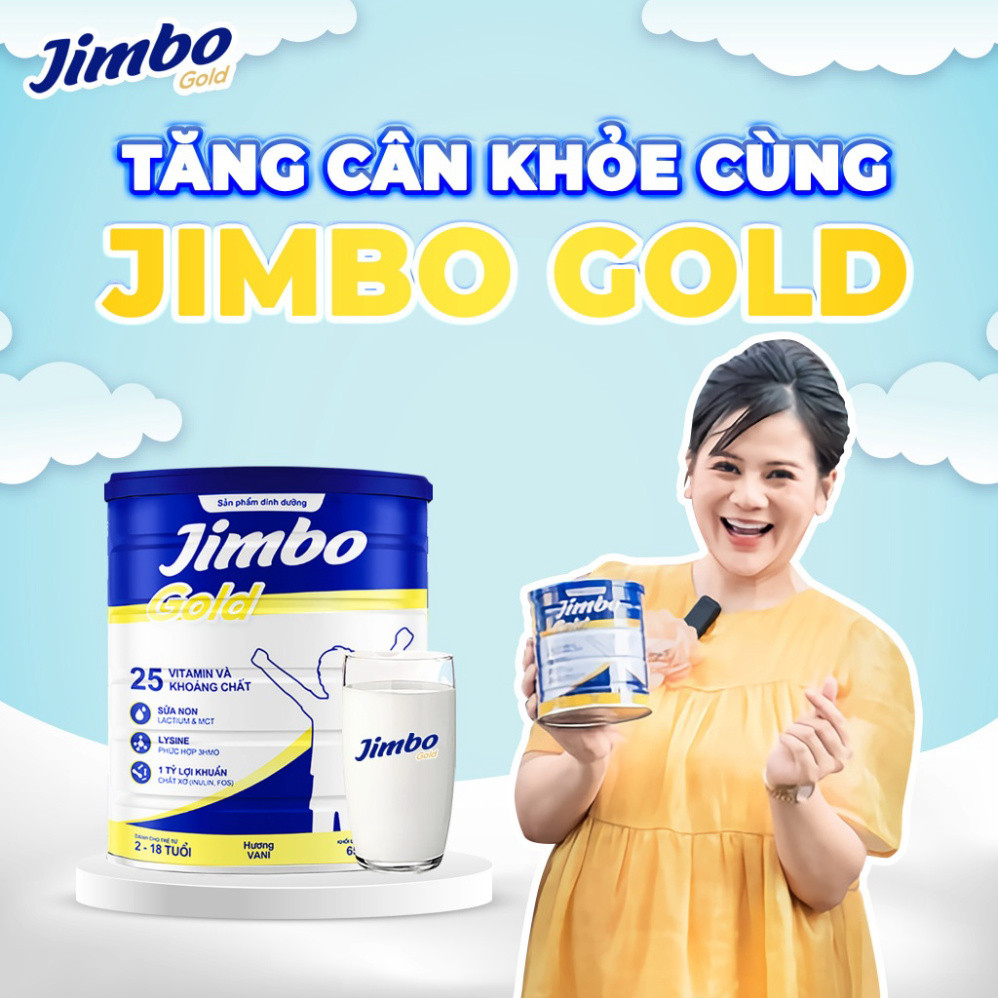Sữa  Jimbo Gold Tăng Cân Cho Bé Từ 2 Tuổi Cải Thiện Tiêu Hóa, Tăng Cường Đề Kháng, hộp 650g