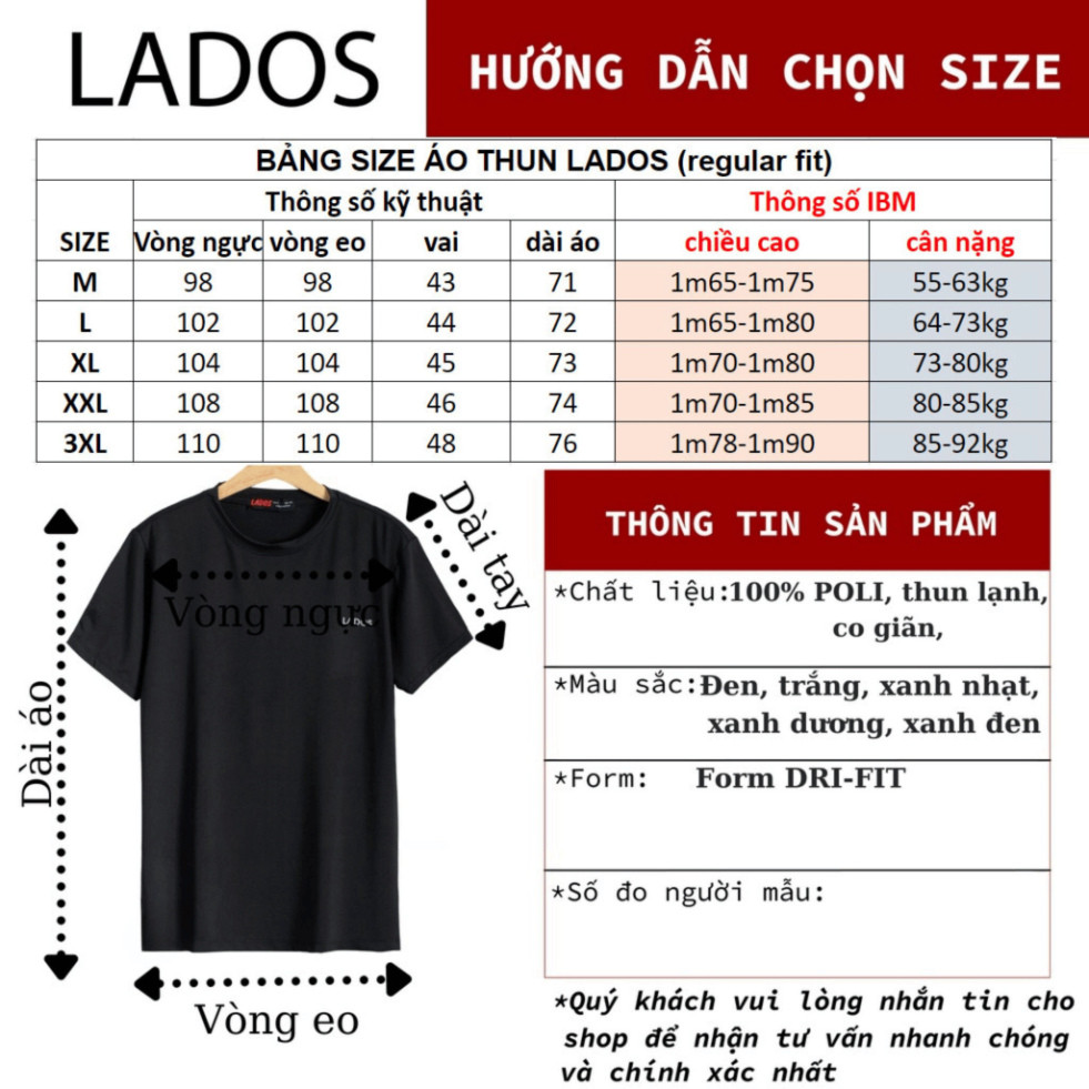 Hàng 2nd Áo thun thể thao nam cổ tròn LADOS - 9073 - Vải thun mát mẻ co giãn, thoải mái, mặc đi chơi, tập gym, dạo phố H