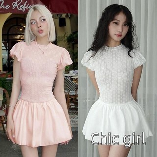 Đầm Mini Nữ Hoa Ren Cổ Tròn Tay Ngắn Mùa Hè Váy Chữ A Thường Ngày
