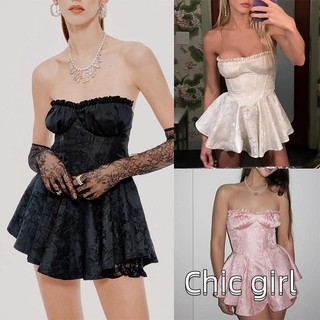 Váy Mini nữ quây lưng xếp ly chắc chắn cho bữa tiệc Cocktail