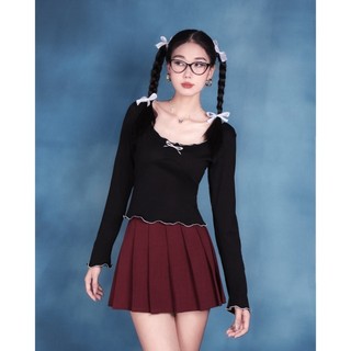 DALLA Chân váy xếp ly phom phồng basic đỏ (CVTN03) Danesse Skirt