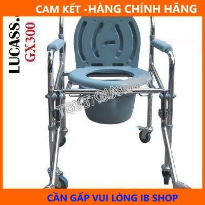 Ghế vệ sinh cho người già lucass GX300 có bánh xe, có để chân, gấp gọn