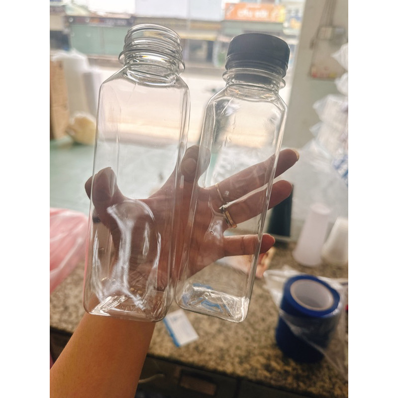 100 chai vuông miệng rộng + nắp f38