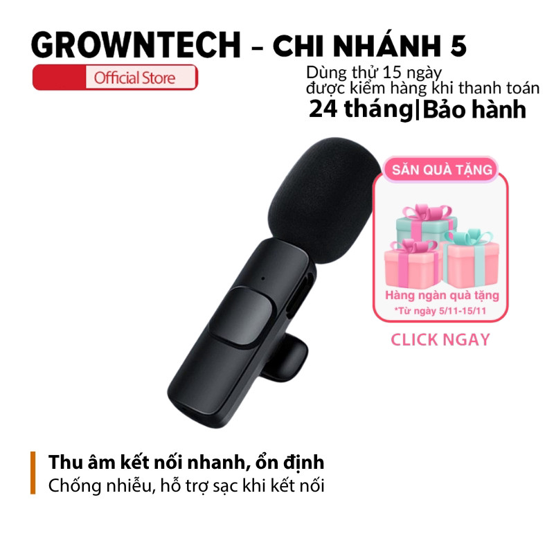 Micro thu âm không dây cài áo K9 hỗ trợ sạc khi kết nối Mic livestream cài áo sử dụng cho quay video