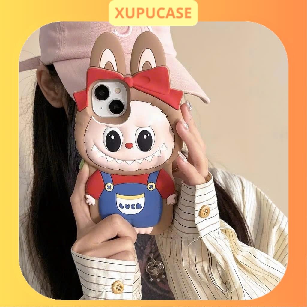 Ốp lưng iphone Labubu LUCK nơ đỏ siêu hot Cho 6plus/7plus/x/xs/xsm/11/12/13/14/15/16/pro/plus/promax