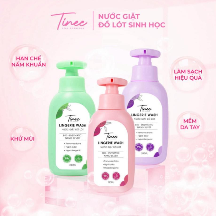 Nước Giặt Đồ Lót Sinh Học Tinee 280ml - Phiên Bản Nano Bạc Kháng Khuẩn, An Toàn Cho Da
