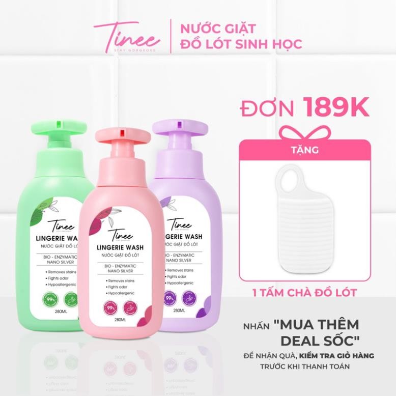 Nước giặt đồ lót Sinh Học Tinee 280ml Bản nâng cấp nano bạc mới kháng khuẩn an toàn cho da