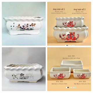 Chậu sứ trồng cây to hình chữ nhật, chậu trồng các cây nội thất, cây văn phòng đẹp, gốm sứ Bát Tràng đẹp .