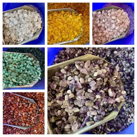 1kg vụn đá thạch anh nhiều màu đã được mài bóng, dùng thanh tẩy Tarot, trang trí nhà cửa, đá rải bể 