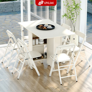 Bàn ăn thông minh gấp gọn có bánh xe di động, kèm kệ để đồ đa năng tiện lợi - UP372