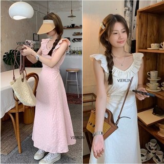 Váy Lisa Cổ Áo Lá Sen Dáng Dài Hở Eo Lưng Sau In Họa Tiết Hoa Cổ Sần Tiểu Thư VIERLIN - V59