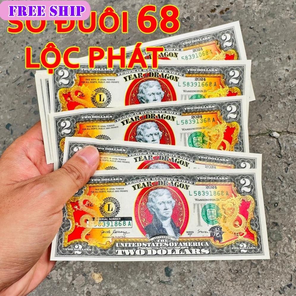 [Seri LỘC PHÁT 68] Tờ Tiền 2 USD Hình Con Rắn Mạ Vàng 2025 MD12CG