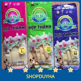 Găng tay cao su Hợp Thành  dùng rửa chén, rửa bát đa năng tiện lợi dài 32cm size S, M, L
