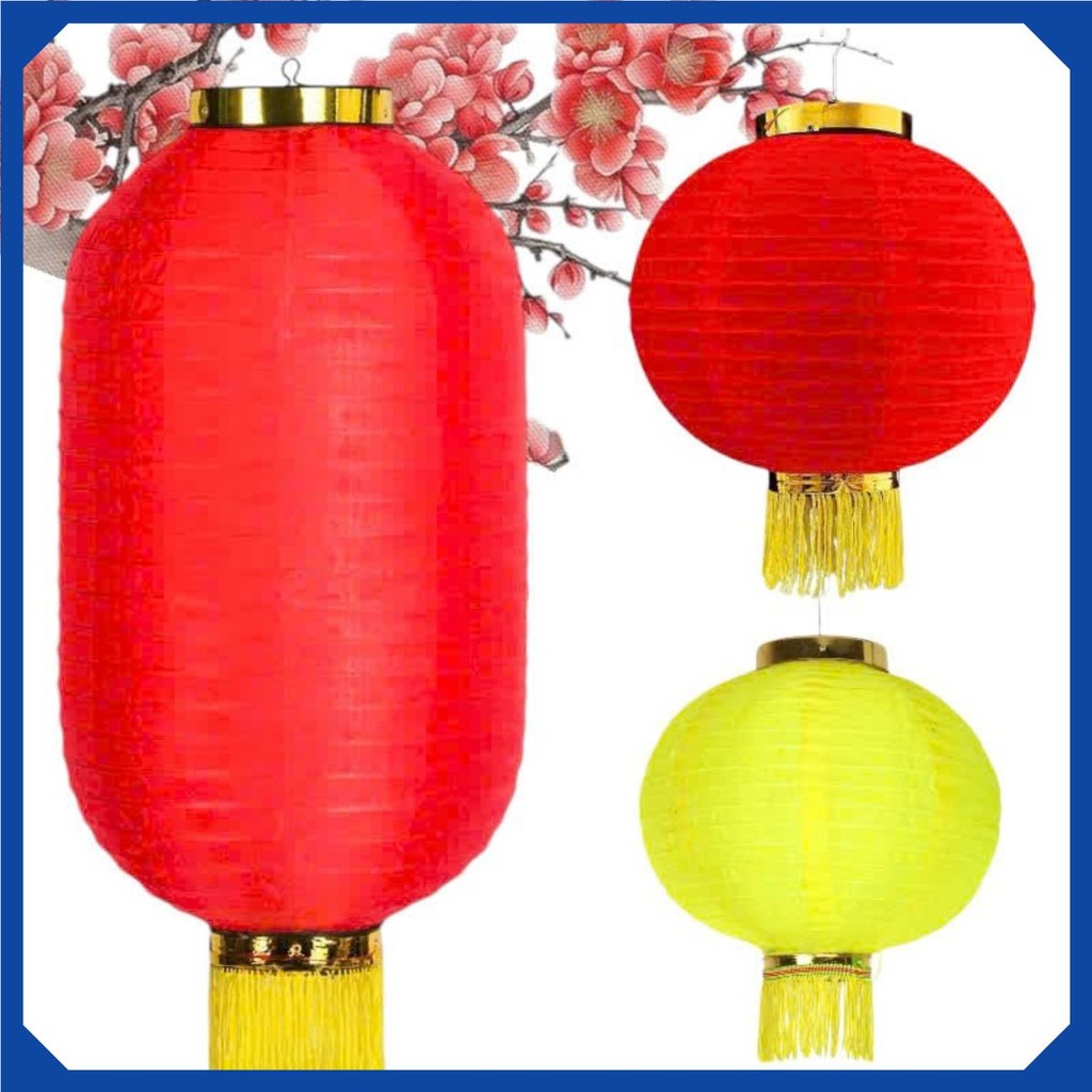 Lồng Đèn Vải Lụa Màu Đỏ - Lồng Đèn Đỏ Trang Trí Tết Mừng Năm Mới
